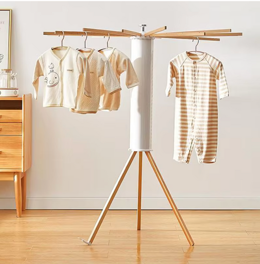 Solid Wood Foldable Drying Rack - Stable Laundry Solution for Bedroom & Balcony